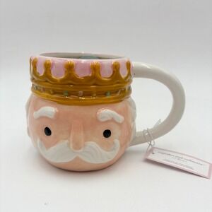 Cupcakes and Cashmere King Character Ceramic Mug Pink Crown Hand Painted
